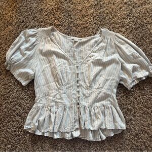 American Eagle Outfitters Light Blue Striped Blouse